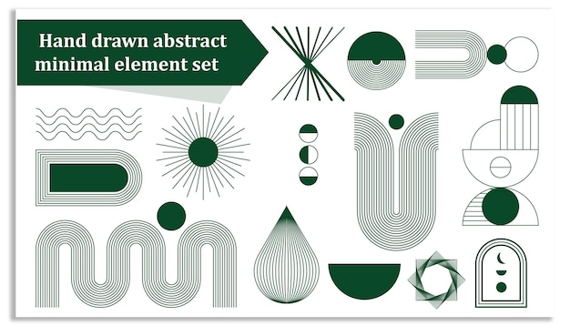 Hand drawn abstract minimal element set
