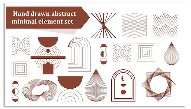 Hand drawn abstract minimal element set