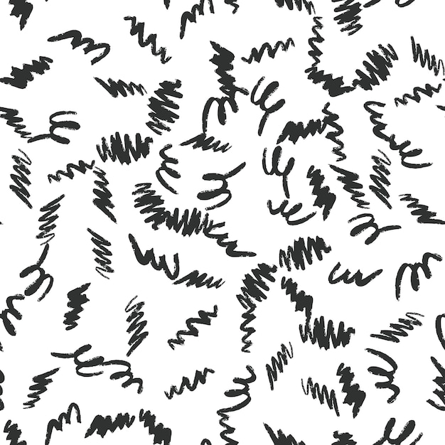 hand drawn brush strokes seamless pattern. black ink wallpaper. vector illustration