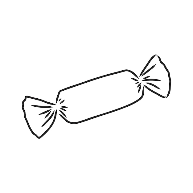 hand drawn candy wrapped sketch symbol isolated on white background. vector candies in trendy style candy vector sketch