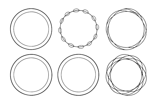 Hand drawn circle line sketch set Vector circular scribble doodle round circles design element