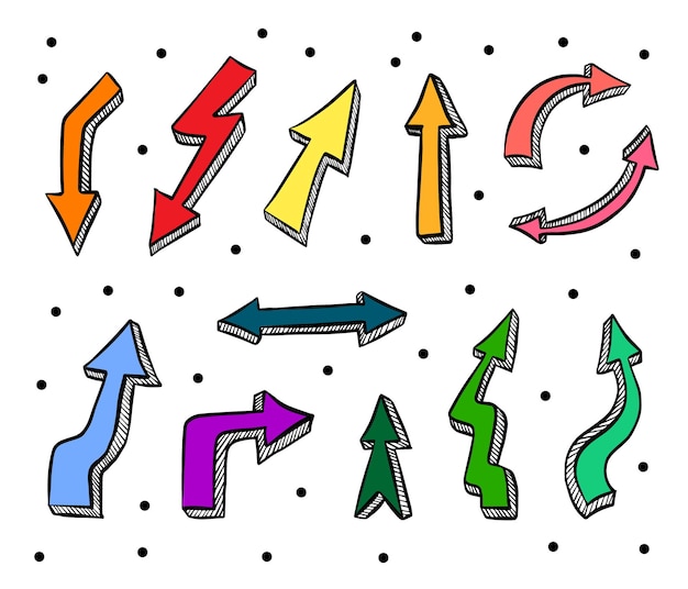Hand drawn collection of arrow