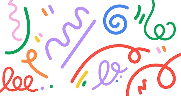 Hand drawn Doodle background with abstract shapes and dots bright color creative trendy random line