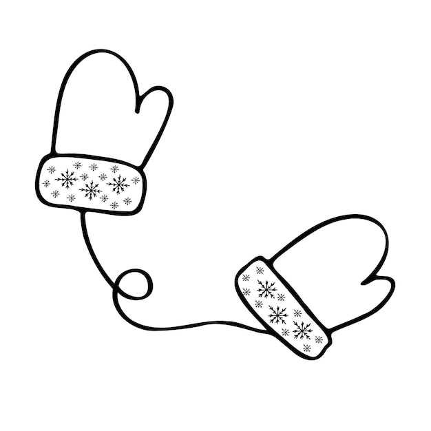 hand drawn doodle winter gloves winter coloring book