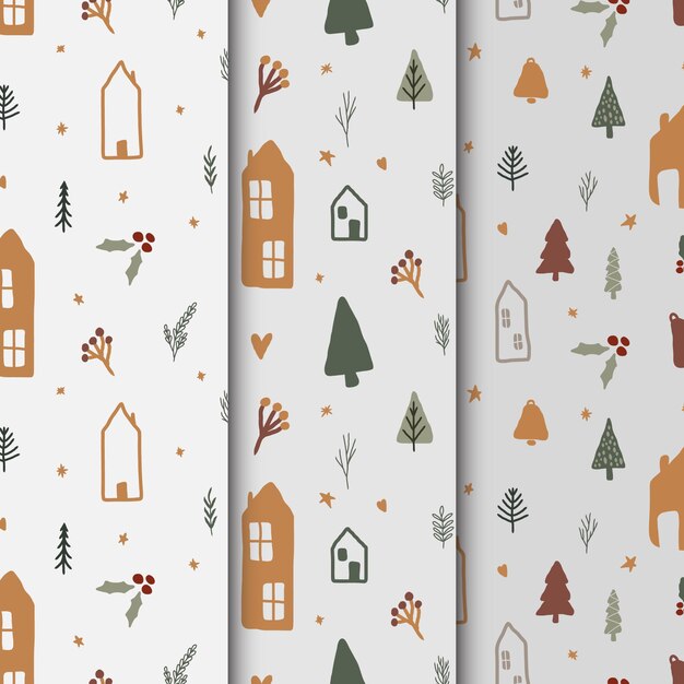 Hand drawn forest winter seamless pattern vector design