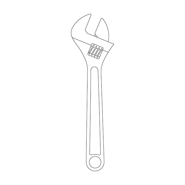 hand drawn kids drawing cartoon vector illustration adjustable wrench icon isolated on white