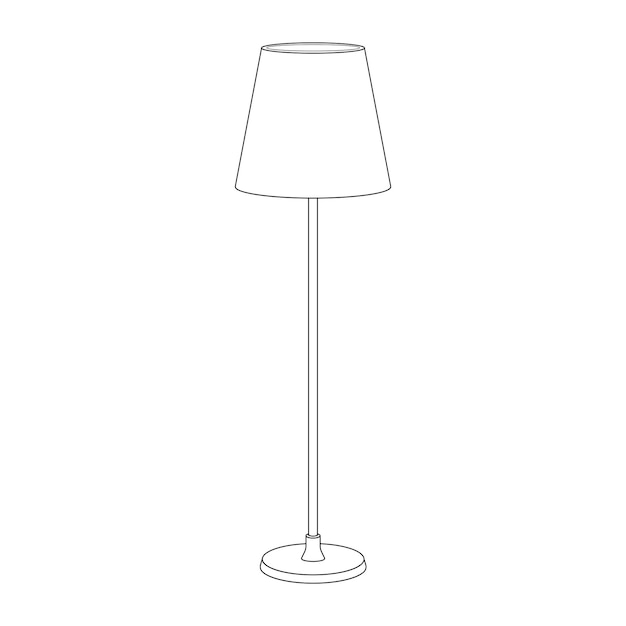 Hand drawn kids drawing floor lamp cartoon isolated