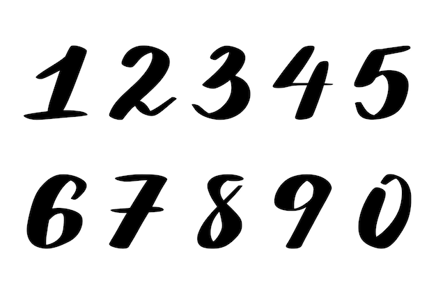 Hand drawn numbers set Lettering font