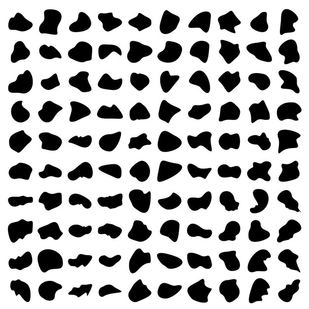 Hand Drawn Organic Shapes Liquid and fluid shape Black symbol Set 100