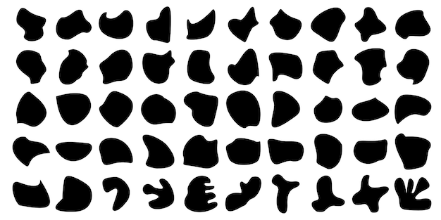 Hand Drawn Organic Shapes Liquid and fluid shape Black symbol Set 50