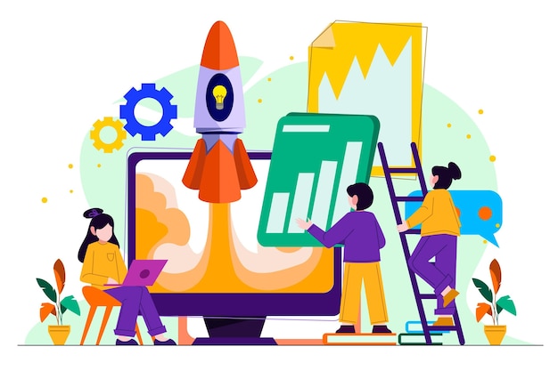 hand drawn people starting a business project