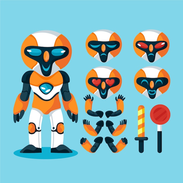 hand drawn robot character constructor illustration