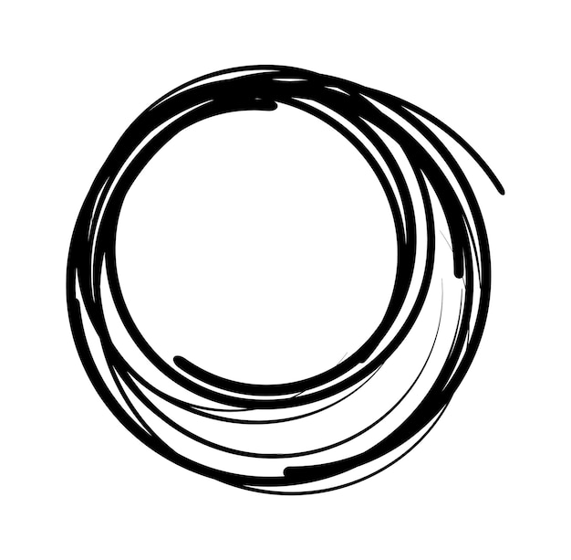 Hand drawn scribble circles set doodle circular logo design elements pencil or pen graffiti bubble
