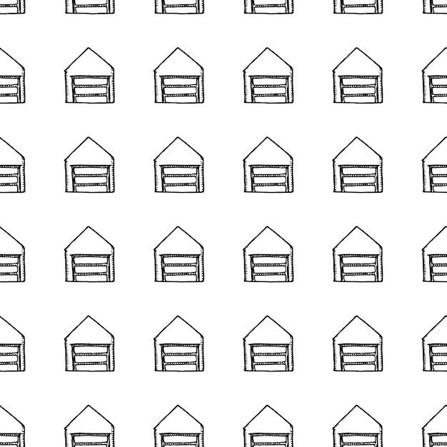 hand drawn seamless pattern garage doodle. sketch style icon. military decoration element. isolated on white background. flat design. vector illustration.