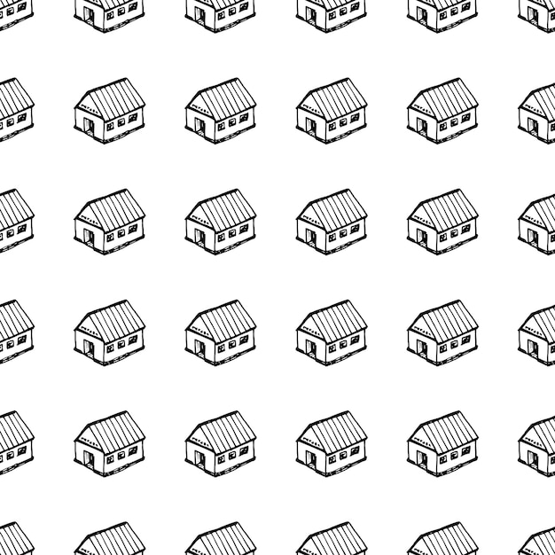 hand drawn seamless pattern headquarters doodle. sketch style icon. military decoration element. isolated on white background. flat design. vector illustration.