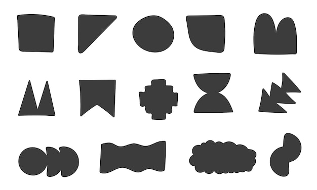 hand drawn shapes set doodle brutalist forms collection