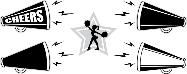 Vector hand drawn silhouette of cheerleader on white background
