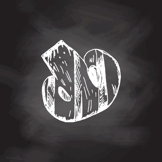 hand drawn vector sketch of grilled champignon isolated on chalkboard background