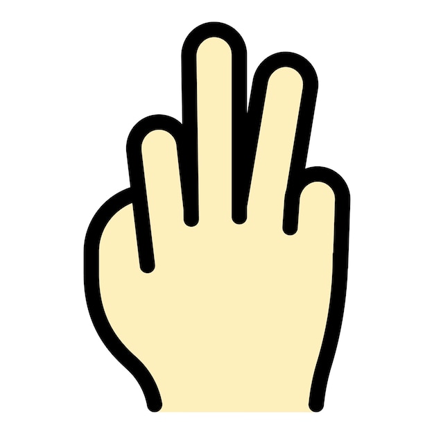 hand gesture three fingers icon outline hand gesture three fingers vector icon color flat isolated