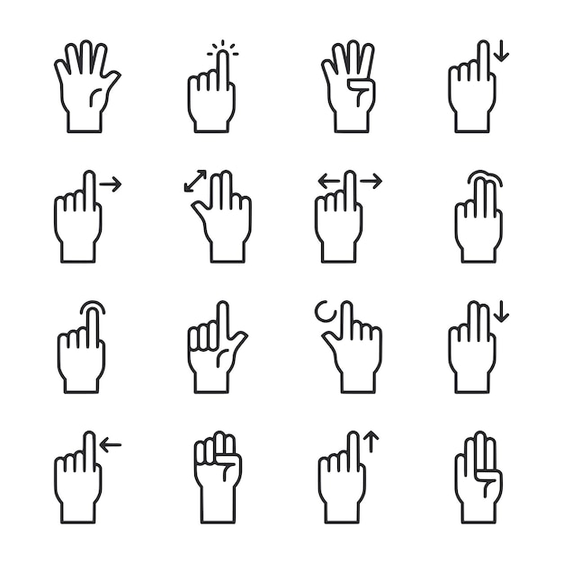 Hand Gestures and Touchscreen Interactions Icons