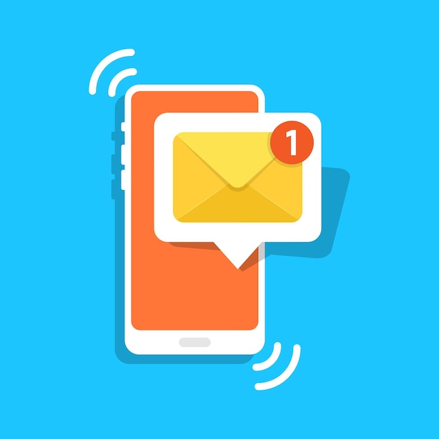 Hand holding smartphone icon in flat style Incoming message vector illustration on isolated background Email notification sign business concept