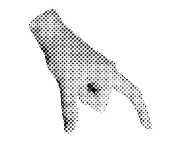 hand holding something halftone style vector isolated on white background