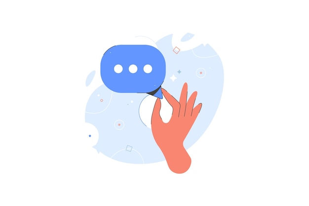 hand holding text bubble with points chat with message for web typing text message speech cloud