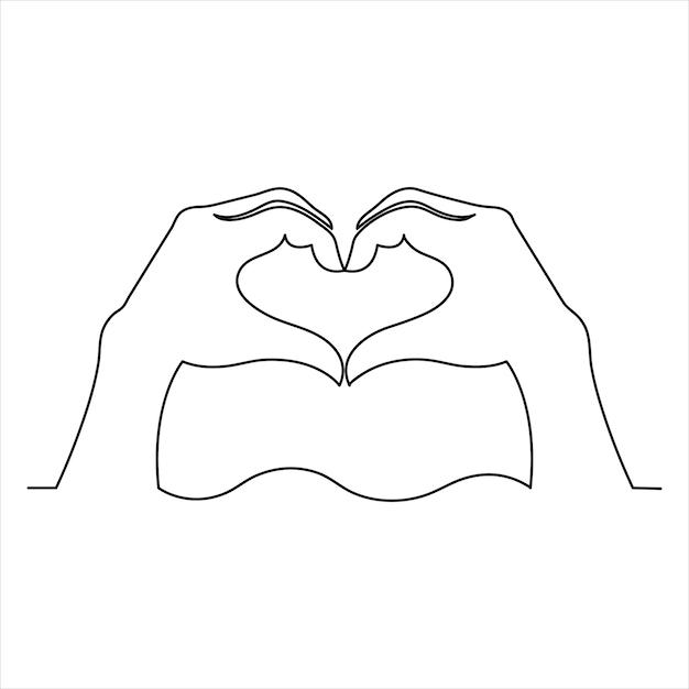 Hand open palm continuous single line art drawing outline vector illustration may day