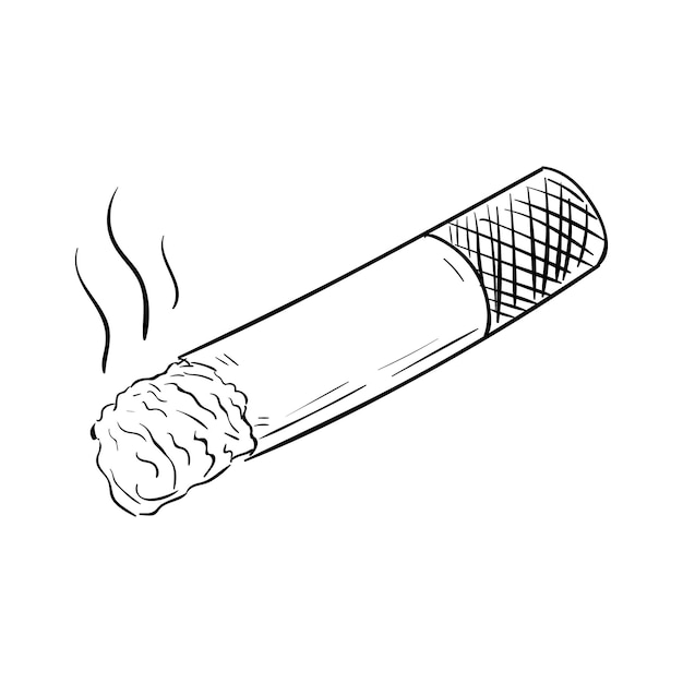 handdrawn cigarette doodle icon. hand drawn black sketch. sign cartoon symbol. decoration element. white background. isolated. flat design. vector illustration.