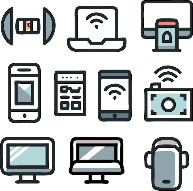 HandDrawn Device Icons Professional Vector Set Smartphone Laptop Tablet Desktop