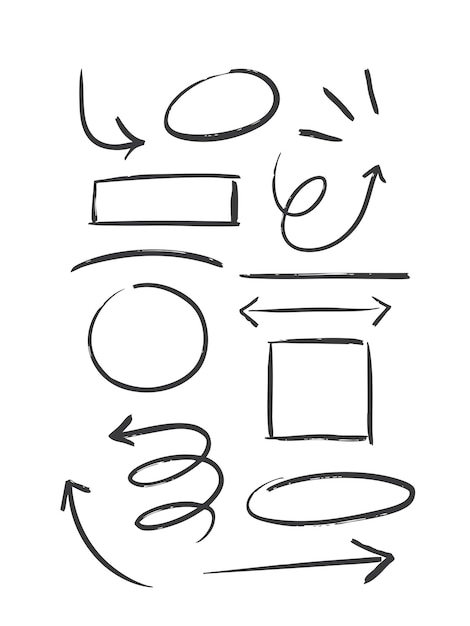 HandDrawn Doodle Icons Set Isolated on White Background