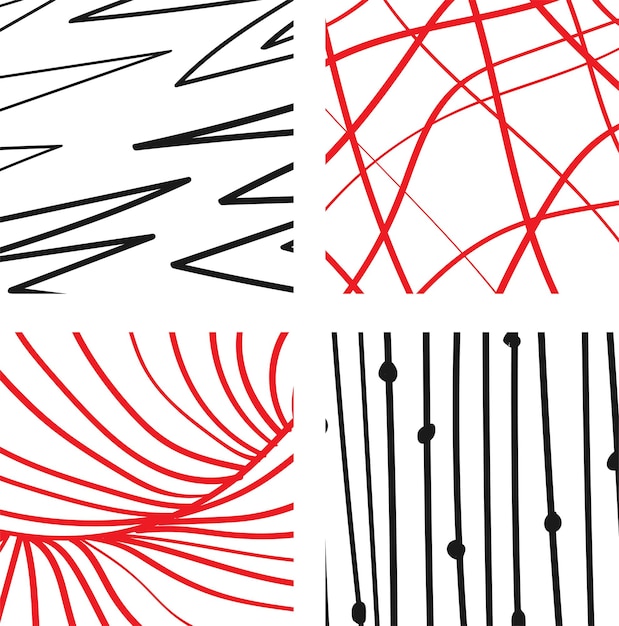 Handdrawn seamless pattern with retroinspired lines and geometric shapes