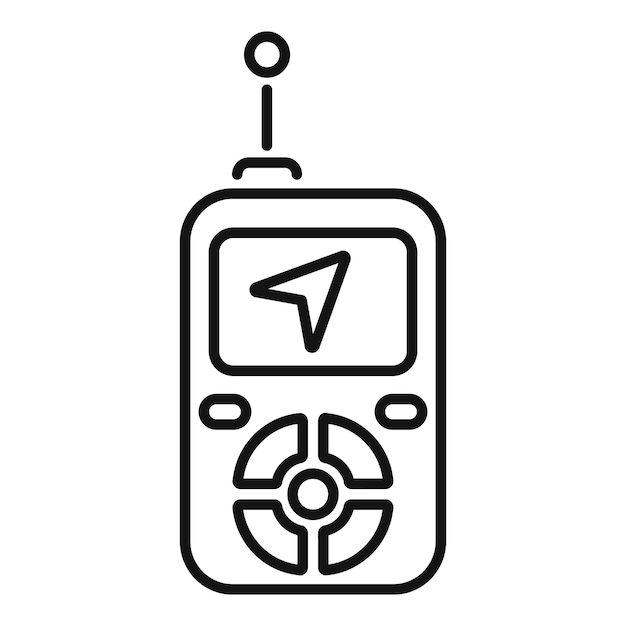 Handheld gps device showing navigation arrow icon