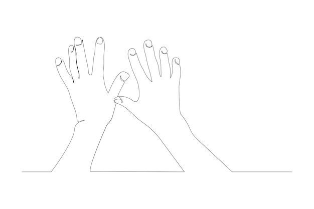 hands continuous line art vector one line hands drawing icon vector illustration