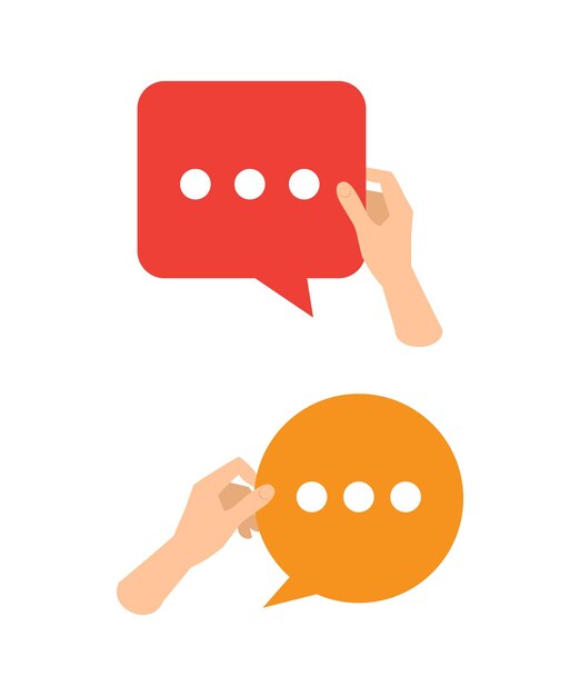 hands holding a chat message bubbles sign of communication or social media stock illustration
