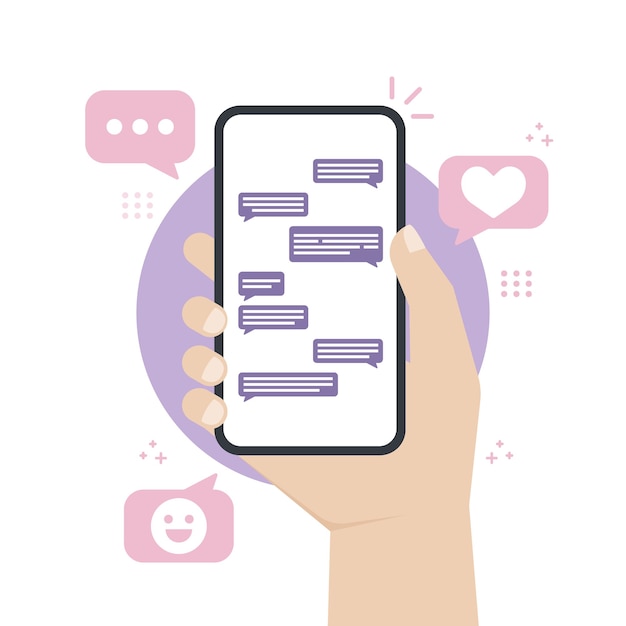 hands holding a smartphone while send message or chatting to other people