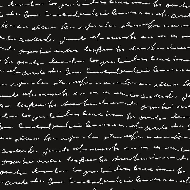 handwritten abstract text seamless pattern vector monochrome script background