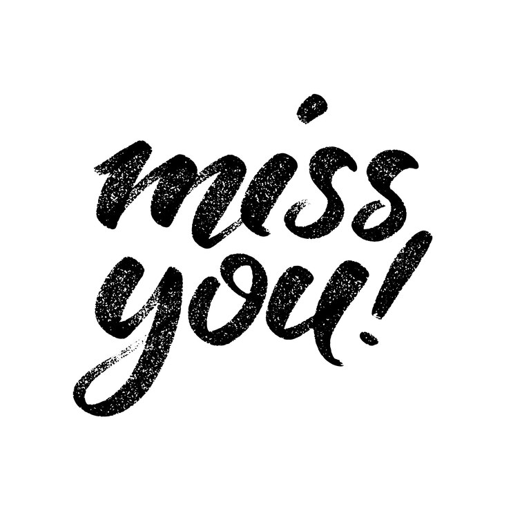 Vector handwritten 'miss you' message.
