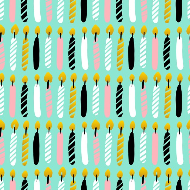 happy candles seamless pattern. vector illustration of trendy greeting background.