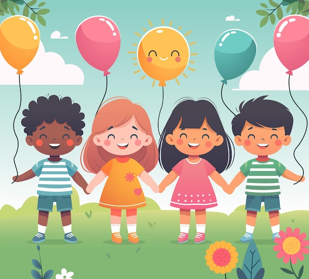 happy children vector art