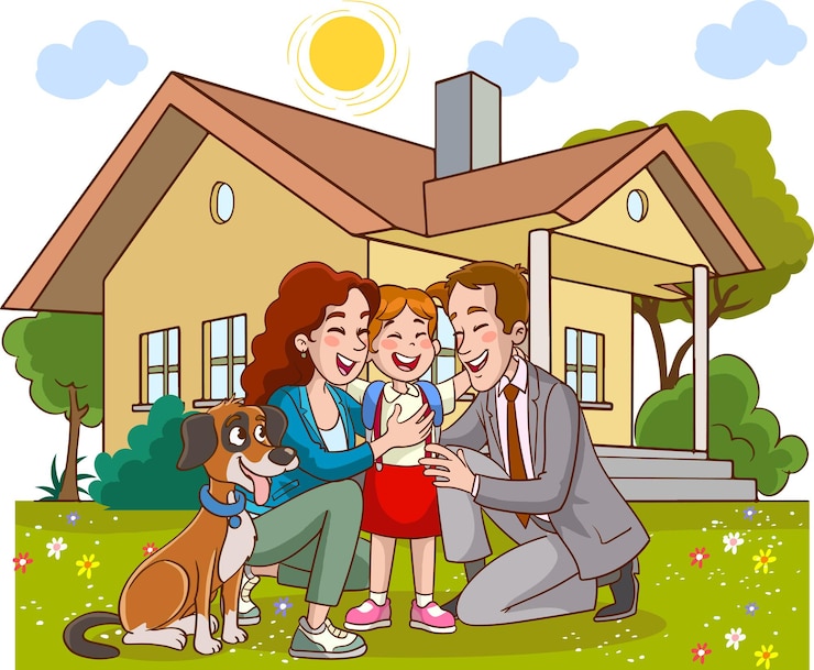 Vector happy cute family cartoon vector