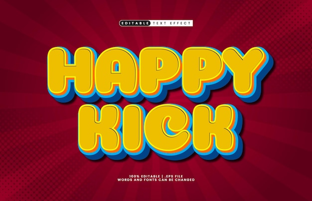 happy kick editable text effect with a kids and play text style