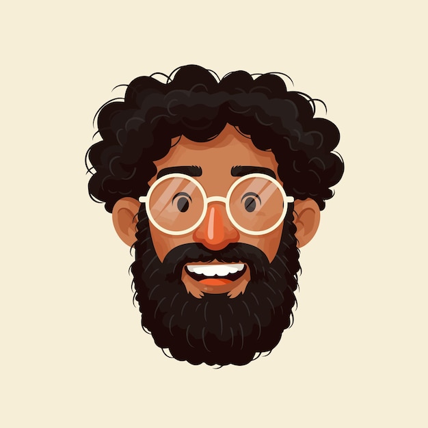 Happy Man with Beard and Glasses Cartoon Avatar