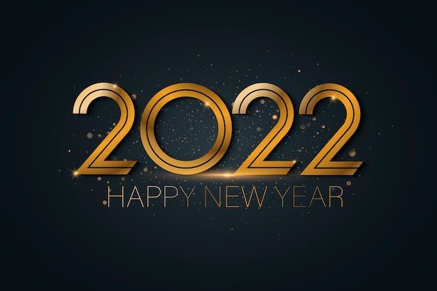 happy new 2022 year holiday greetings of golden metallic numbers 2022 and sparkling glitters patter