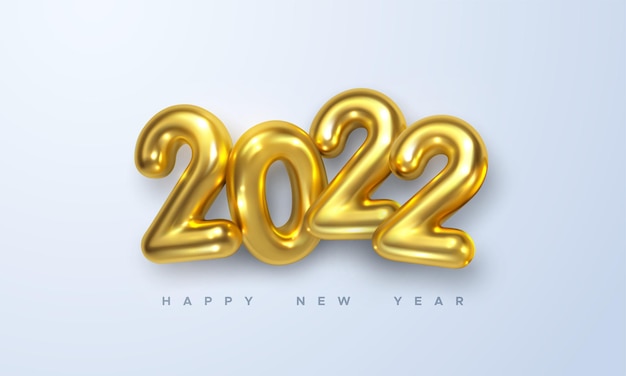 happy new 2022 year  holiday sign with golden 3d numbers