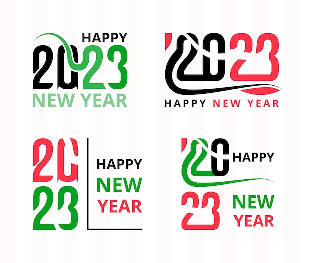 Happy new year 2023 typography design with abstract text background template