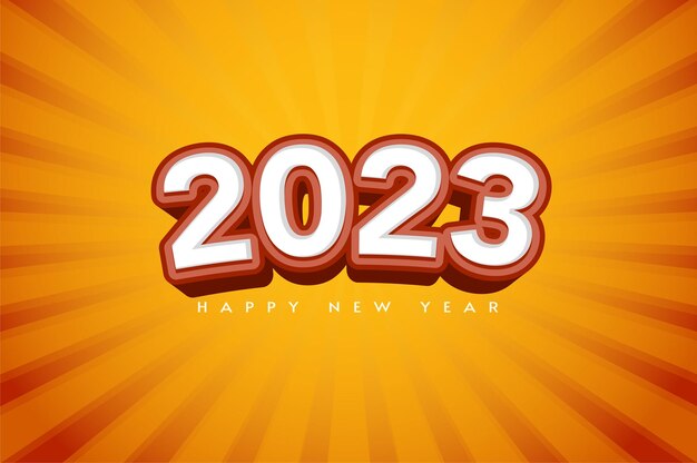 Happy new year 2023 with bold numbers on orange background