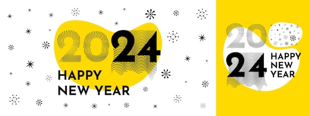 happy new year 2024 with different numbers design with festive colors concept premium vector design for 2024 new year speech horizontal and vertical options backgrounds for branding banner cover
