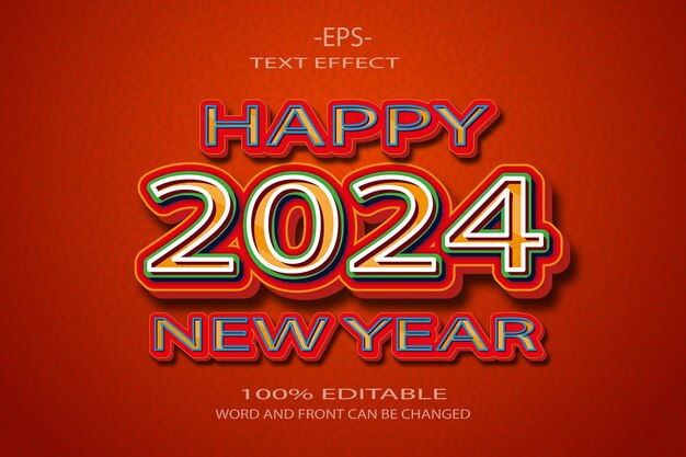happy new year 2024 with graphic style and editable