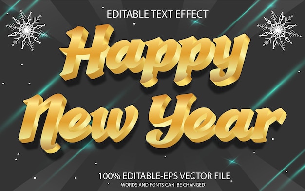 happy new year 3d text effect and editable text effect template with 3d style